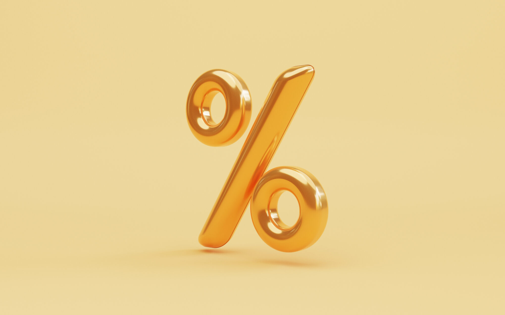 Goldenes Prozentzeichen symbolisiert Schnäppchen im Kontext von Aktien mit negativem Enterprise Value